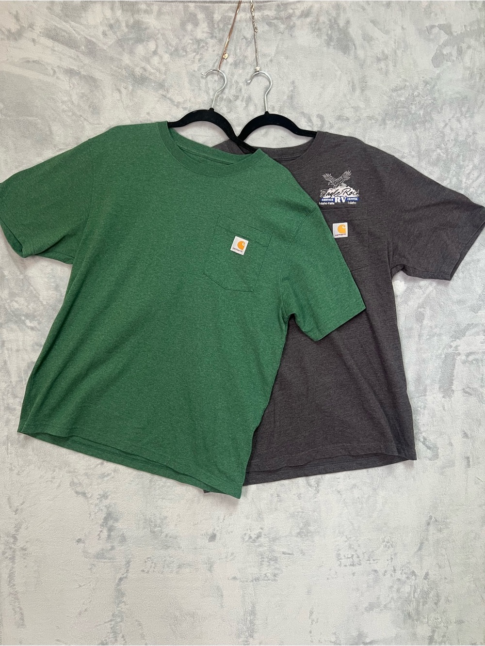 Lot of 2 Carhartt K87 Men Medium Loose Fit Heavyweight Pocket Tee Shirts